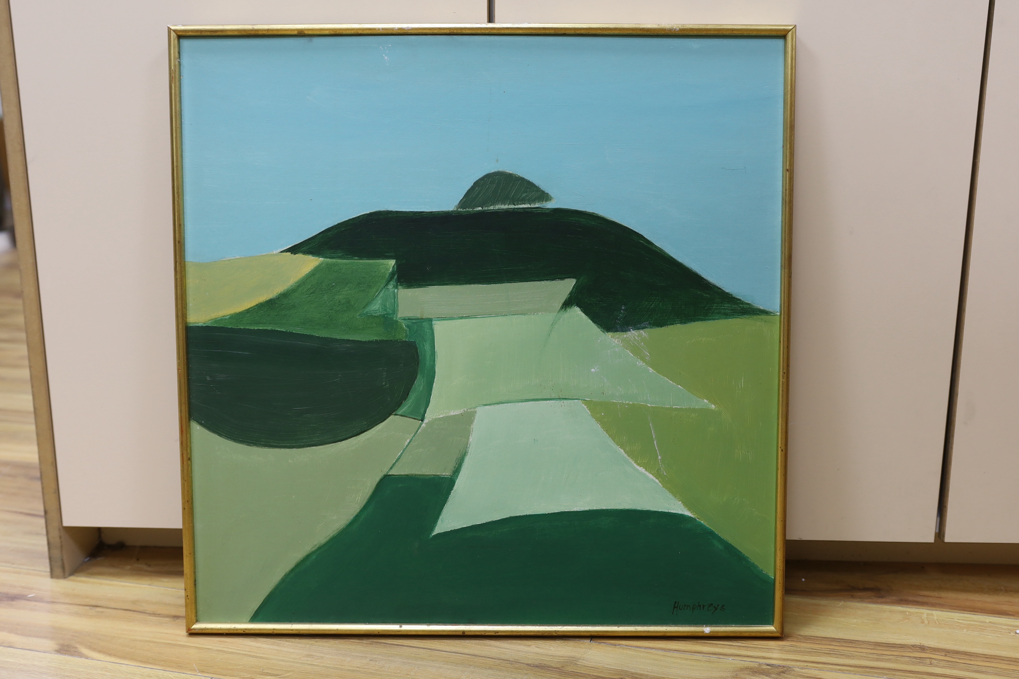 David Humphreys (b.1937), acrylic on board, Hillside landscape, signed, 60cm x 60cm